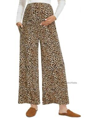 Maternity Wide Leg Palazzo Pants with Pockets 28 Inseam Pregnancy Trousers